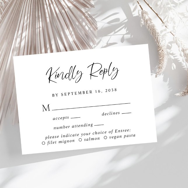 Menu de script moderne Choix de mariage RSVP carte (Créateur téléchargé)