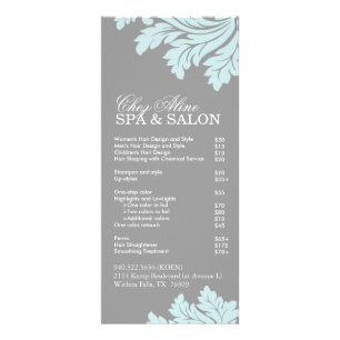 Menu de service de salon et de spa