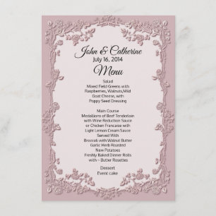 Menu de table de Mariage Floral Rose Dusty