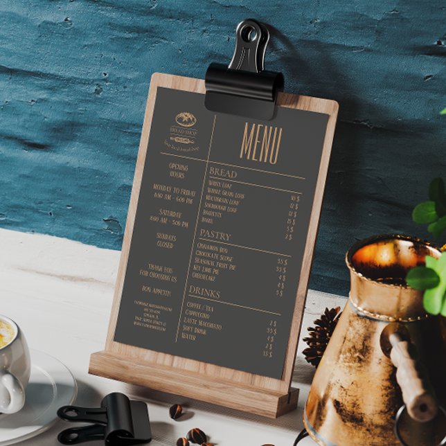 Menu de table de petit café de boulangerie (Créateur téléchargé)