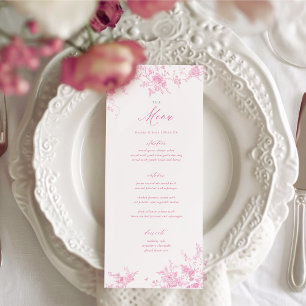 Menu de table Mariage rose toile classique