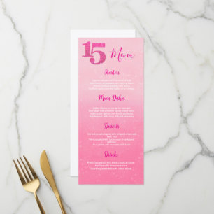 Menu de Table Rose Pailleté pour Quinceañera