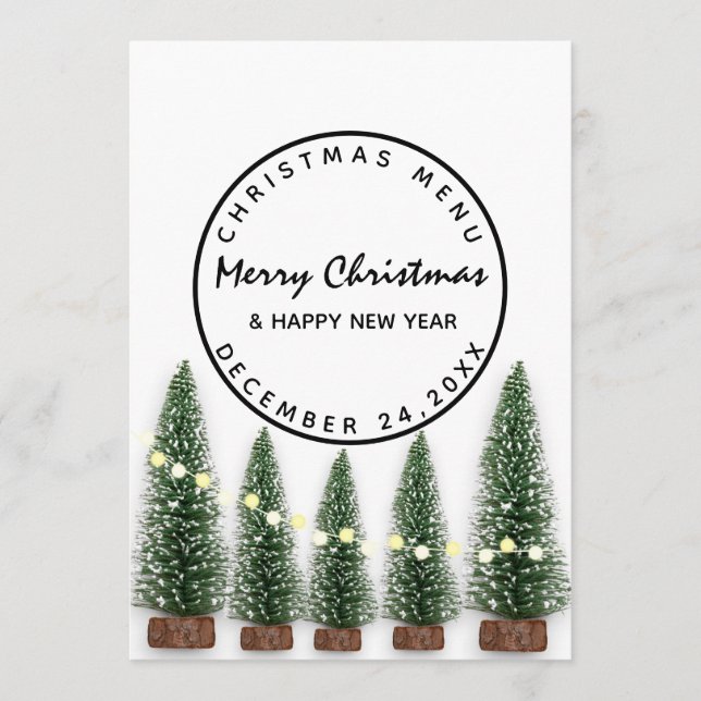 Menu de vacances de Noël d'hiver Arbre vert clair (Devant)