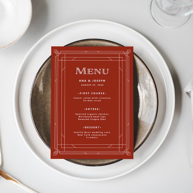 Menu Déco moderne | Élégant Mariage rouge de vacances (A festive, red menu for your elegant holiday wedding)