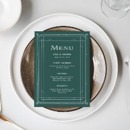 Menu Déco moderne | Élégant Mariage vert de vacances
