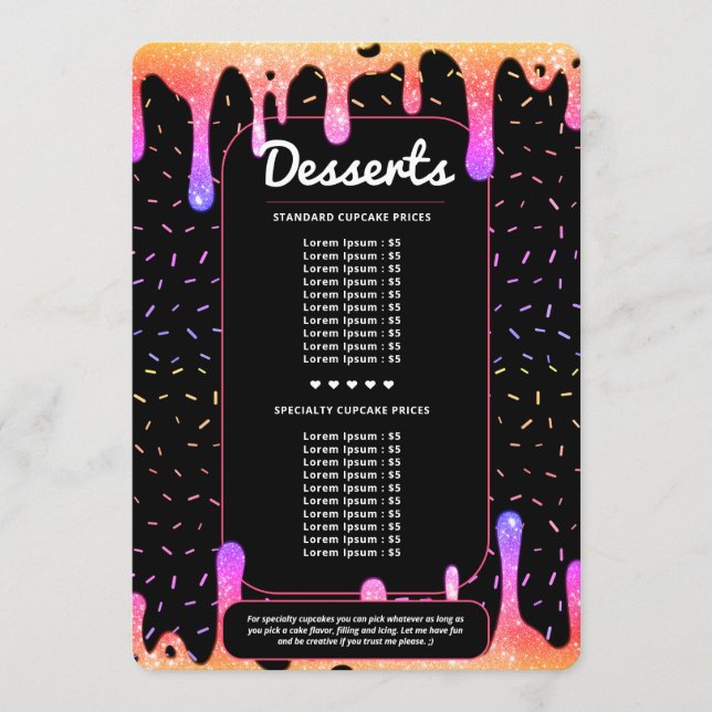 Menu Décorateur de gâteaux Cater Traiteur Moderne Arc-e (Devant)