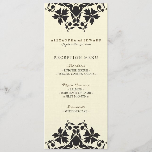 Menu Décoratif De Mariage De Mariage De Cachet (No (Devant)