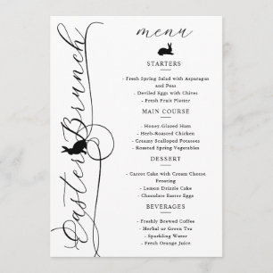 Menu Déjeuner de Pâques aux élégants tourbillons noirs 