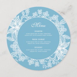 Menu Dentelle blanche sur Pastel Blue Round