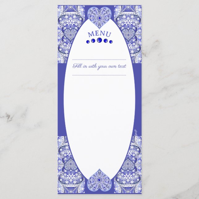 Menu Dentelle en céramique Bleu de Grèce (Devant)