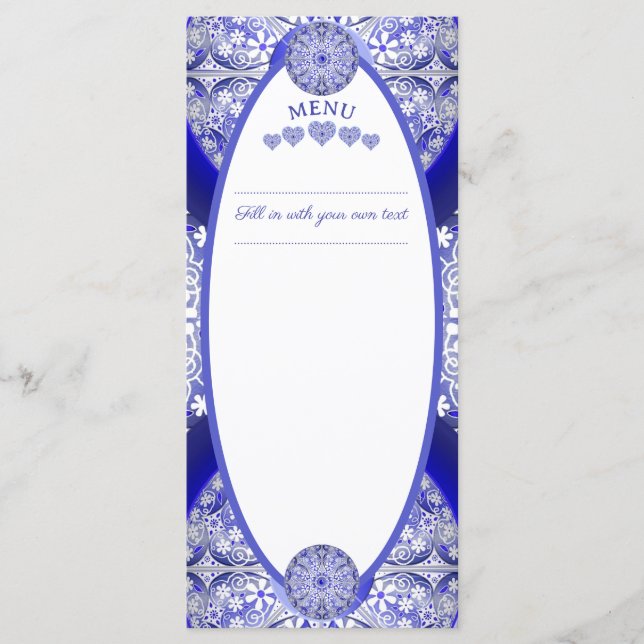 Menu Dentelle en céramique Bleu de Grèce (Devant)