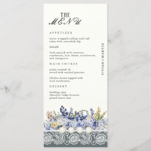 Menu Dentelles vintages Et Perles Mariage Floral