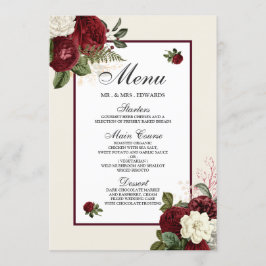 Menü der eleganten Romantic Burgundy Jeden Anlasse Menükarte