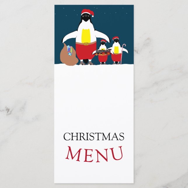 Menü der kleinen Helfer des Weihnachtsmanns Menükarte (Vorderseite)