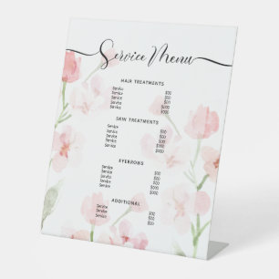 Menü der Rosa-Rosa-Blumensalons Sockelschild