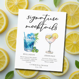 Menu des Blue Lagoon Lemon Drop Mariage Mocktails