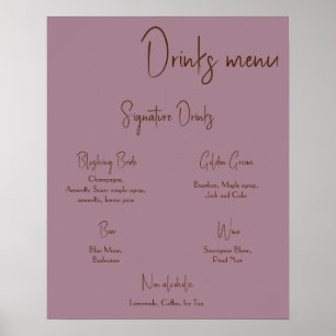 Menu des boissons Affiche de mariage