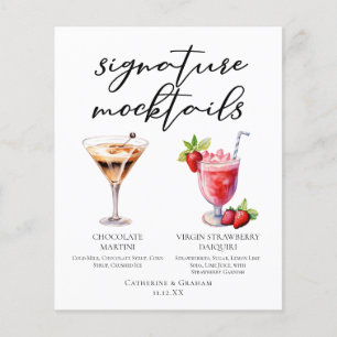 Menu des boissons Mocktails au chocolat et fraise