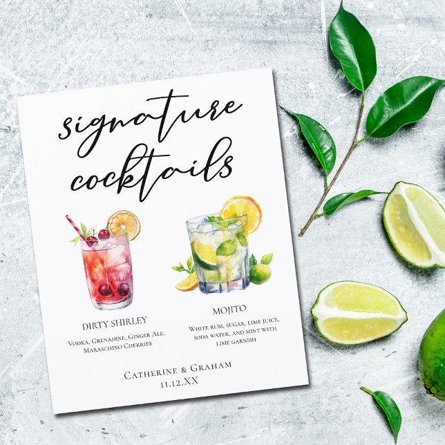 Menu des cocktails signature Dirty Shirley Mojito (Créateur téléchargé)
