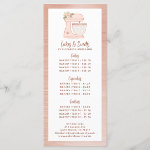 Menu des desserts du chef pâtissier de la boulange