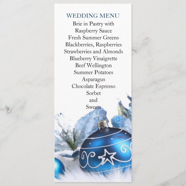 Menu des Mariages de vacances Blue Winter (Devant)