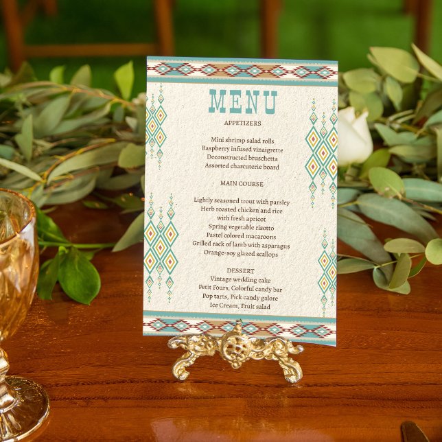 Menu des mariages tribaux du boho du sud-ouest (Créateur téléchargé)