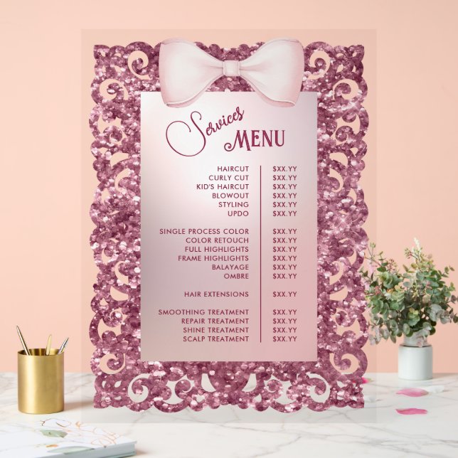 Menu des services de la boîte rose du cadre de Par (Mariage)