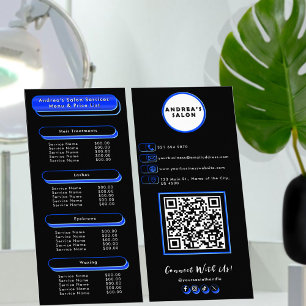 Menu des services du salon Royal Blue & Black Ajou
