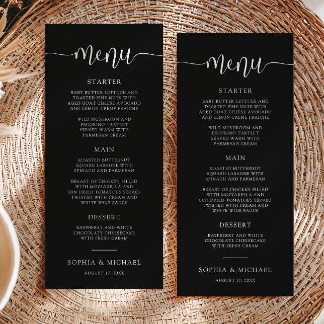Menu Design moderne calligraphie Mariage noir (Créateur téléchargé)