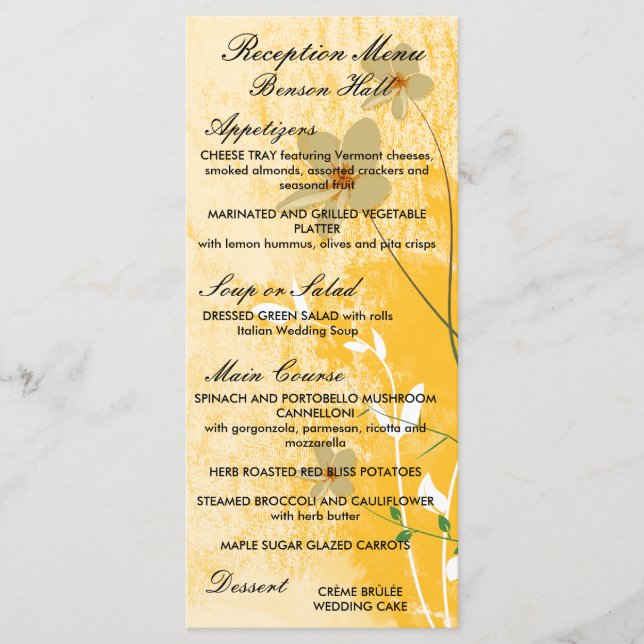 Menu design moderne fleuri doré (Devant)