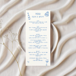 Menu Dessin écrit à la main Scribble Mariage bleu