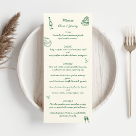 Menu Dessin écrit à la main Scribble Mariage vert