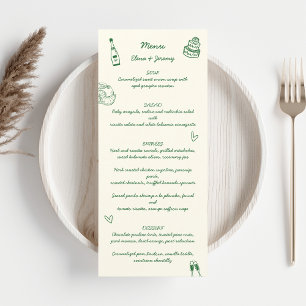Menu Dessin écrit à la main Scribble Mariage vert