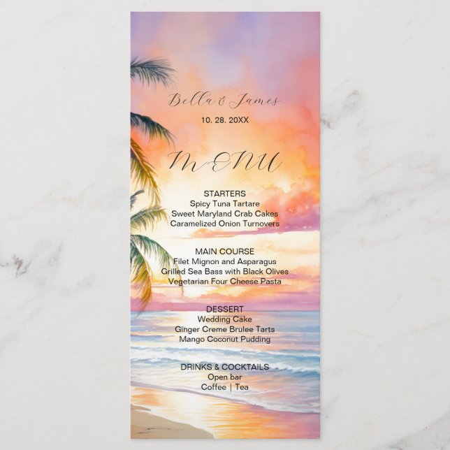 Menu Destination Sunset Beach Wedding (Devant)