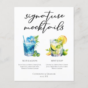 Menu d'été des cocktails signature au bord de la p