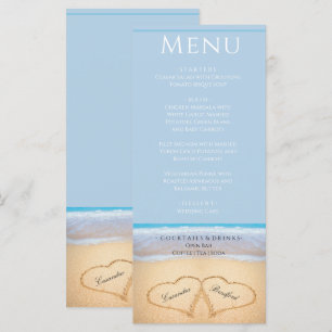 Menu Deux coeurs sur la plage Mariage Dusty Blue