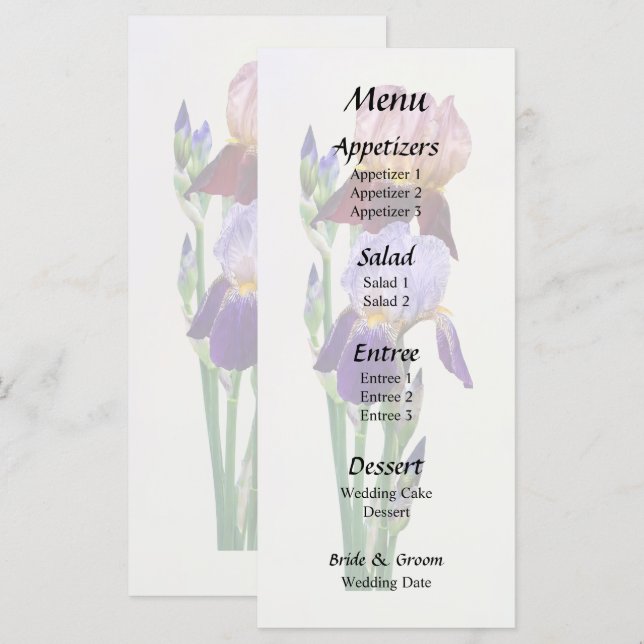 Menu Deux Iris Barbus Un Marron Un Pourpre (Devant / Derrière)