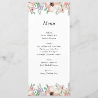 Menu d'événement floral pastel élégant