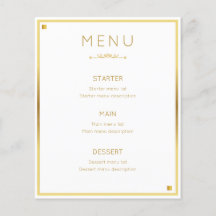 Menu d'événement Minimum Design Gold Border Mariag