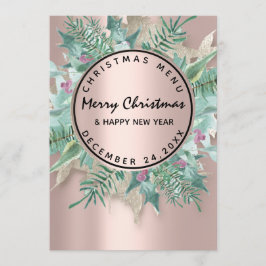 Menu d'hiver de vacances de Noël Fleur rose floral