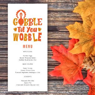 Menu Dîner Amical Gobble Til You Wobble