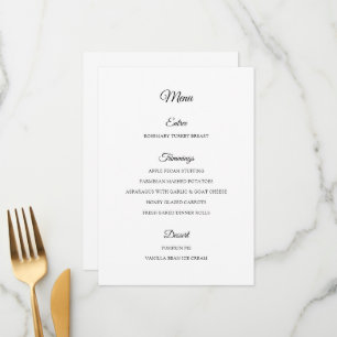 Menu Dîner d'action de grâces noir et blanc simple