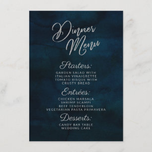 Menu Dîner d'aquarelle bleu foncé de la marine Luster