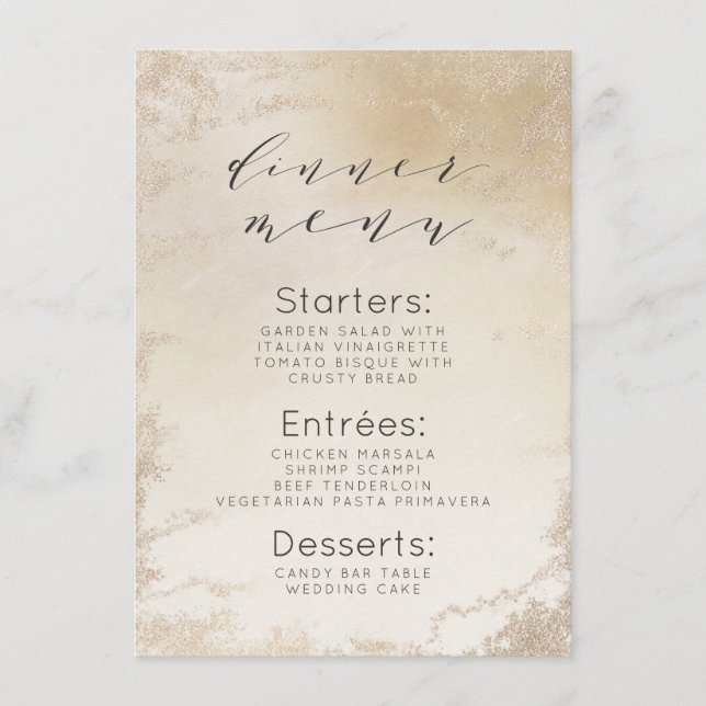 Menu Dîner d'aquarelle Ombre jaune or givrée (Devant)