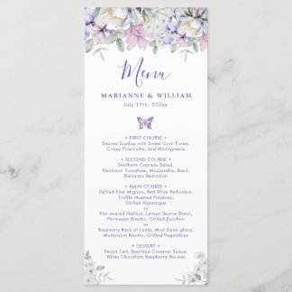 Menu Dîner de Mariage romantique violet Whimsical