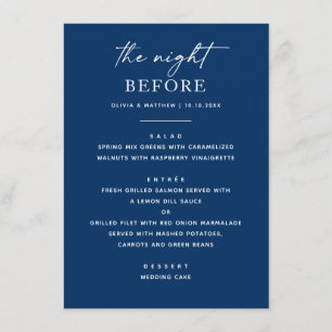 Menu Dîner de répétition Deep Blue Navy La veille