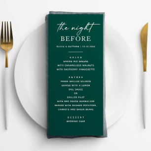 Menu Dîner de répétition Emerald Green   La nuit précéd