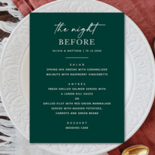 Menu Dîner de répétition Emerald Green   Nuit avant