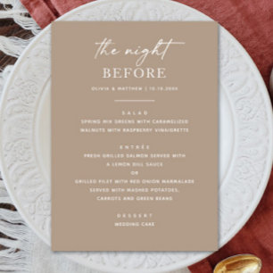 Menu Dîner de répétition La Nuit Avant Le Beige Fumé