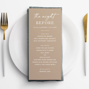 Menu Dîner de répétition   Nuit neutre avant